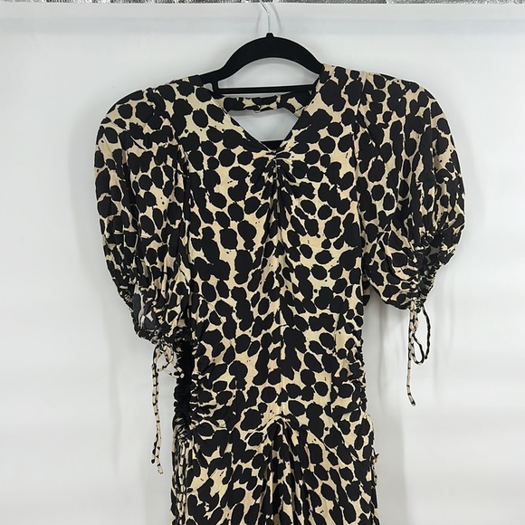 Proenza Schouler Textured Crepe Painted Dot Cinched Dress size medium - Picture 6 of 10